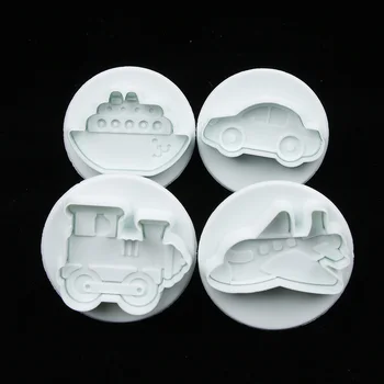 

4PCS/set Airplane Vehicle Tank Car Shape Plastic Biscuit Cookie Cutters Fondant Pastry Mold Cake Decorating Tools Candy Molds