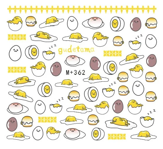 M+ 362-369 стиль Японский Корейский водяных знаков клей Бумага желток король ногтей Стикеры Южная Корея Gudetama ногтей Стикеры s