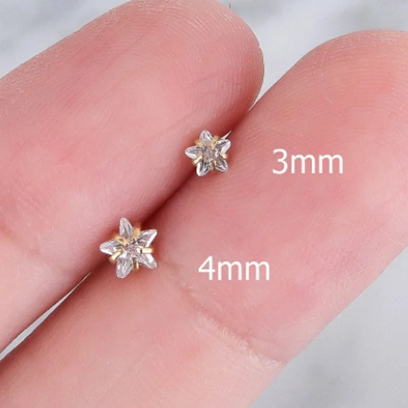 1Pair Star AB Clear Gem Surgical steel Tiny Hoop Earring Cz Tragus Daith Rook Cartilage Ear Piercing Jewelry - Image 3
