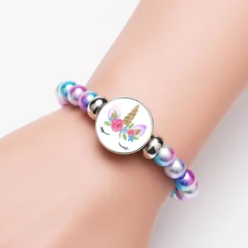 

Unicorn Beads Bracelets 18mm Snap Holder Buttons Dome Charms Trendy Bracelets Girls Women Boy Jewelry Gift