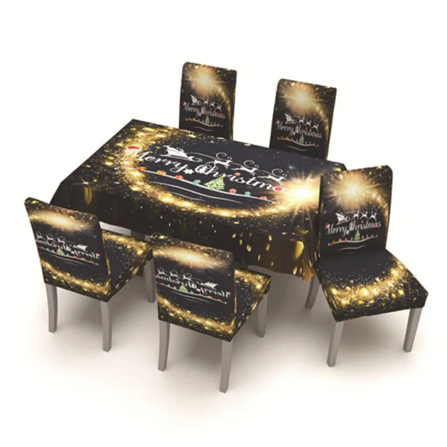 

Wholesale 2020 New Year Christmas Style Digital Print Chair Cover Tablecloth Restaurant Hotel Use Christmas Decorations for Home