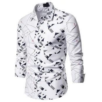 

Mens White Floral Button Down Dress Shirts 2020 Brand Slim Fit Long Sleeve Shirt Men Chemise Homme Business Casual Shirt Male