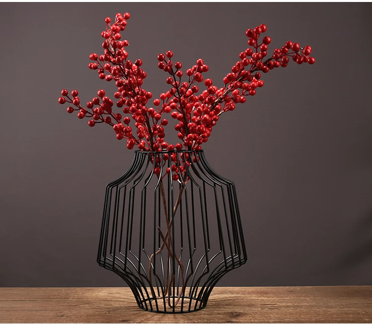 1 шт. креативная выдолбленная из кованого железа Геометрическая черная металлическая ваза для дома гостиная модель Цветочная композиция цветочное украшение