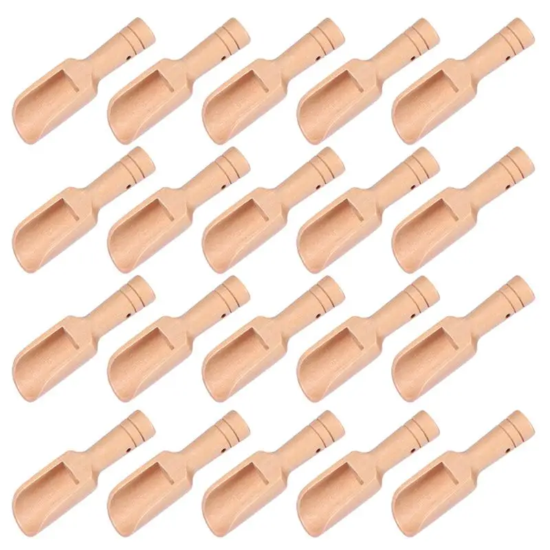 20pcs Small Salt Shovels Round Handle Scoop Wood Teaspoon Milk Powder Scoops