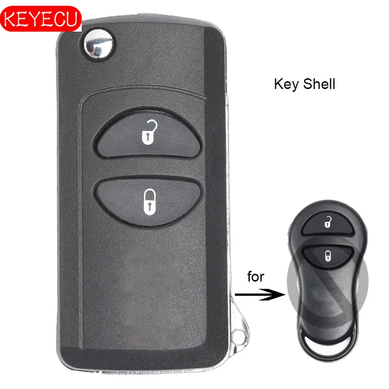 KEYECU складной дистанционный ключ оболочки 2B/2+ 1B/3B/3+ 1B для Chrysler 300M город и страна Concorde Dodge джип Плимут Uncut Blade - Количество кнопок: 2 Button