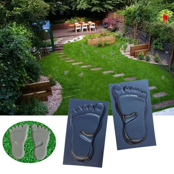 

1 Pair Landscape Stone ABS Stepping Garden Decor Outdoor DIY Path Park Lawns Beach Paving Mold Foot Shape Floor Black