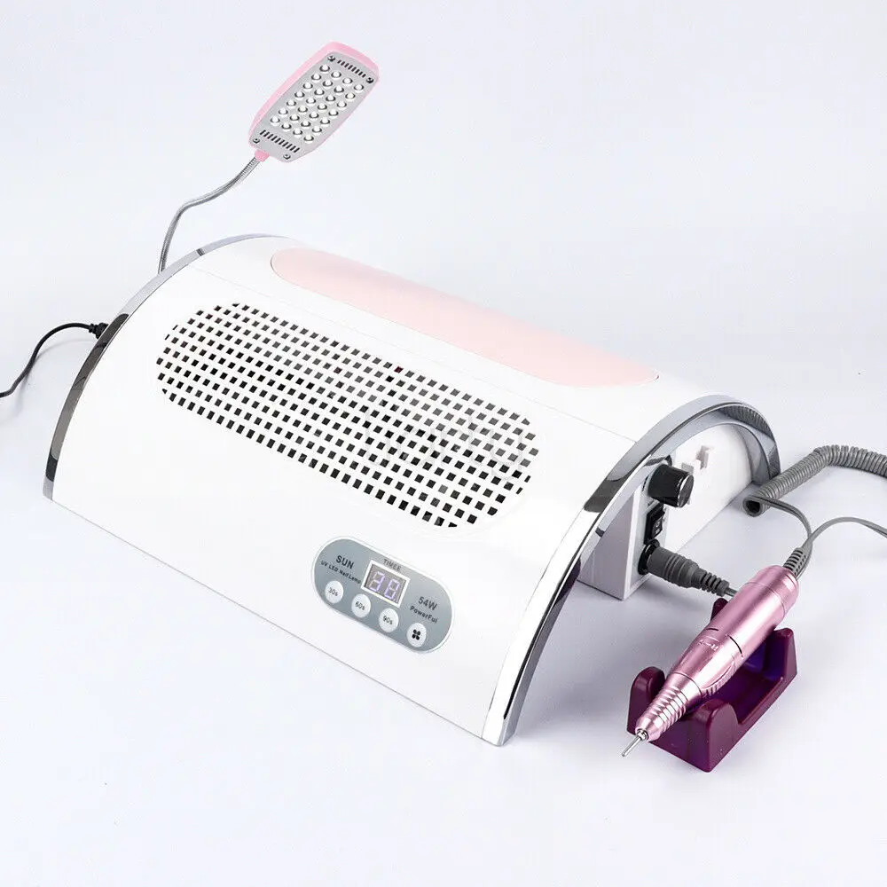 

2019 New 5 in 1 Electric Nail Drill Machine with 30000RPM Handpiece Nail Dust Vacuum Cleaner 72W LED UV Lamp Nail Art Equipment