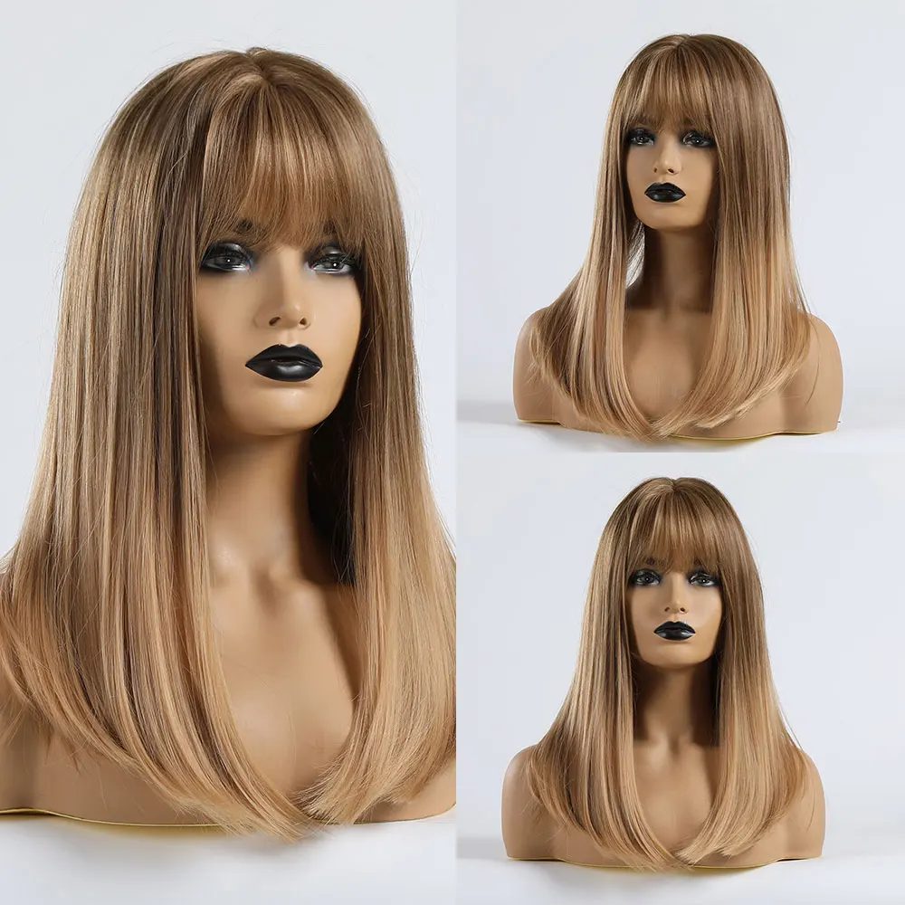 LC236-1 Крошечные LANA синтетические волосы Air Bang Ombre Hari парики серый Harajuku косплей парик высокая температура волокно длинные прямые для женщин - Цвет: LC236-1