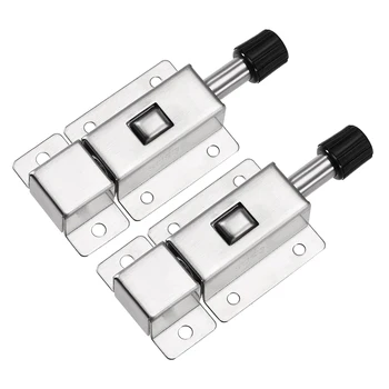 

uxcell Door Barrel Bolt, Stainless Steel 304 Security Push Button Spring Loaded Latch, 2 Pcs