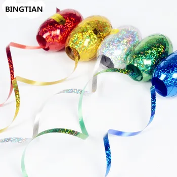 

BINGTIAN 5mm*10m Balloon ribbon Laser White Rose Gold Ribbon Wedding Birthday Party Decoration Air Balloon Wrapping Tap