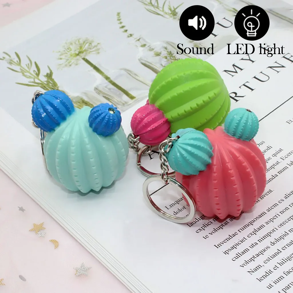 

Prickly Pear LED and Sound Light Lamp Flashlight Keyring Key Chain Kids Gift Toys LED glow sound fairy ball pendant toys W828