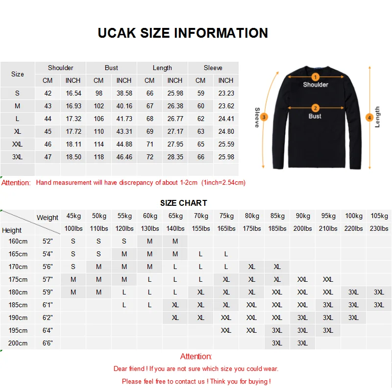 90% OFF UCAK Brand Pure Merino Wool Sweater Men New Fashion Trend Tops Casual Streetwear Autumn Winter PullHomme Sweaters Pullover U3143
