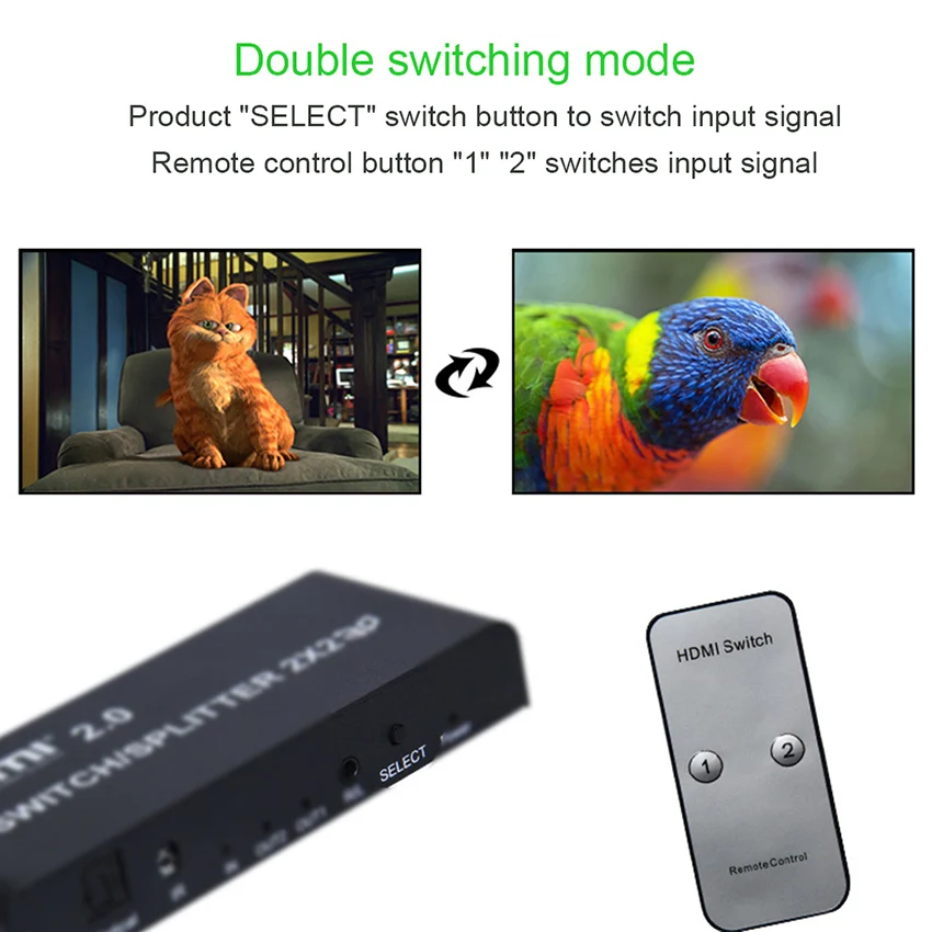 2x2 HDMI 2,0 переключатель сплиттер 4K@ 60Hz YUV 4:4:4 оптический SPDIF+ 3,5 мм разъем аудио экстрактор с ИК-пультом дистанционного управления