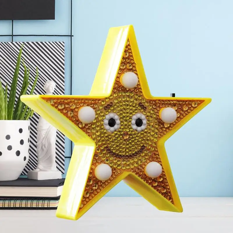 DIY Special Shape Drill Diamond Painting Star Light Diamond Embroidery Lamp Led Night Light Needlework Craft Gift Home Decor