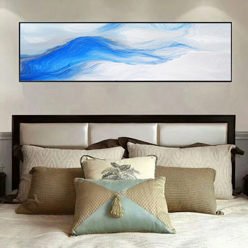 

Yuke Art Posters and Prints Wall Art Canvas Painting Modern Abstract Blue Flowing Posters Pictures For Living Room Home Decor