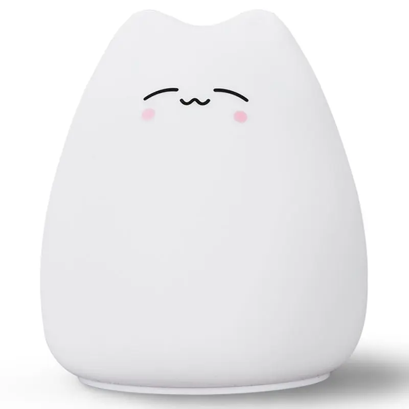 

Mini Cute Cartoon Cat Shaped Pat Light Lamp Soft Silicone Nightlight For Kids Toy Gifts Room Decor