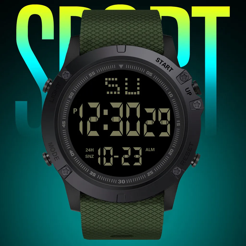 Fashion Men Led Digital Date Military Sport Watch Rubber Quartz Watch Alarm Waterproof 2021 Men Electronic Sport Timing Watch 1