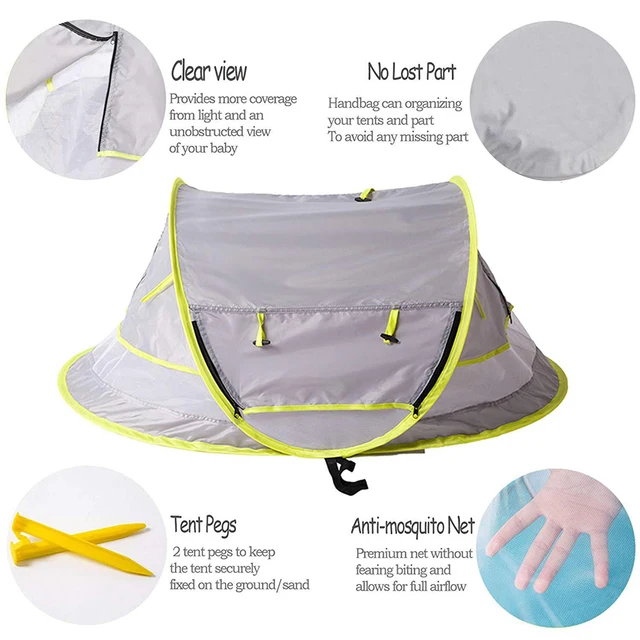 Folding Baby Beach Tent Mini Breathable Zippers Mosquito Net Playhouse Play Tent for Kids Children Indoor Outdoor Room House 6