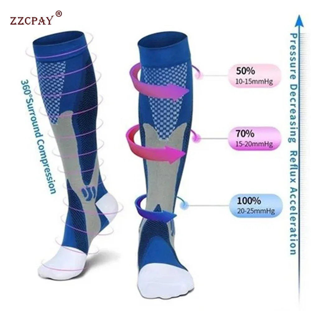 Large Size Compression Socks Fit For Sports Run marathon Compression Socks For Varicose veins Football stockings High Stockings