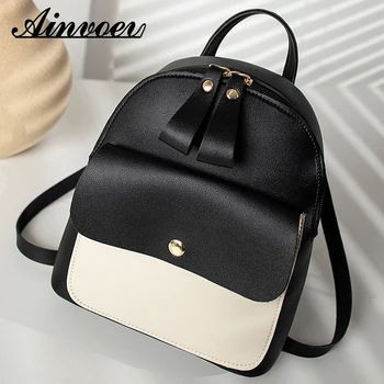 

Ainvoev 2020 Women Cute Panelled Backpacks For Teenage Girls Small Bag Women Leather Backpack Girls Backpack Mini Backpack