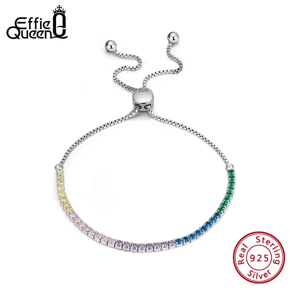 Effie queen, Настоящее серебро 925 пробы, браслеты и браслеты для женщин, красочные AAA кубический циркон, вечерние ювелирные изделия TSB42
