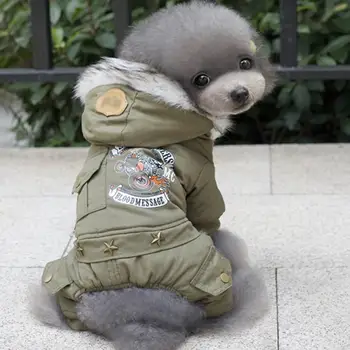 

Pet Cats and Dogs 4-Legged Winter Warm Down Jacket Jacket Medium and Small Dog Chihuahua Hooded Clothes Winter Dog Clothes