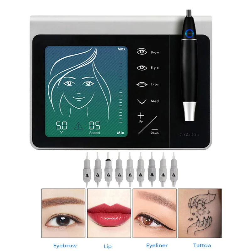 Permanent Makeup Tattoo Machine Charmer Princesse Eye Brow Lip Rotary Pen MTS PMU System With 50pcs Neeldes | Красота и здоровье