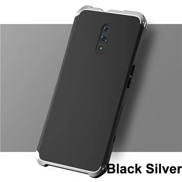Black Silver Металлический бронированный чехол Reno для OPPO Reno 2 чехол противоударный алюминиевый задняя крышка Жесткий PC Coque для OPPO Reno 10X Zoom чехол R15X Funda - Цвет: Black Silver