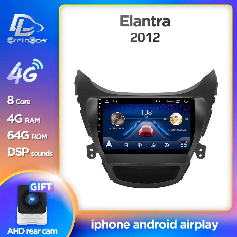 

prelingcar For Hyundai Elantra 2012 years android 9.0 Car GPS Radio Multimedia no 2 din monitor Video Player Navigation