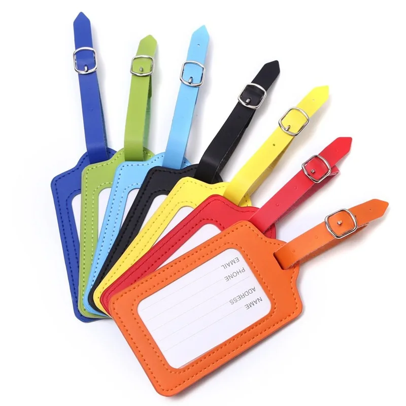 Colorful PU Leather Luggage Tag Cover Boarding Pass Suitcase ID Address Holder Baggage Boarding Label Travel Accessories 3