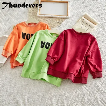 

Thunderers Spring Autumn Kids Sweatshirt For Girl Boy Long Sleeve Letter Printed Pullover Casual Children Blouses Apparel 3T-7T