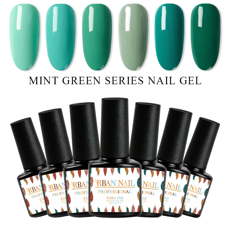 RBAN NAIL 7 мл Гель-лак для ногтей мятный зеленый цвет серия УФ-гель лак Полупостоянный замачиваемый УФ Гель-лак для ногтей