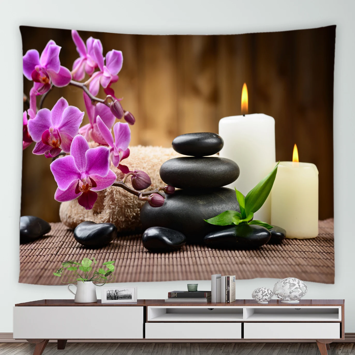https://ae01.alicdn.com/kf/H4f4a6f9020744df5a23adc32b81447c7b/Candle-Purple-Orchid-Green-Bamboo-Tapestry-Zen-Spa-Garden-Scenery-Wall-Hanging-Home-Landscape-Tapestries-Mural.jpg