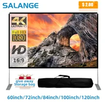 Экран для проектора с подставкой 100, 120 дюйма, портативный экран для проектора 16:9, 4K, для фильмов в помещении и на улице, экран с сумкой для переноски