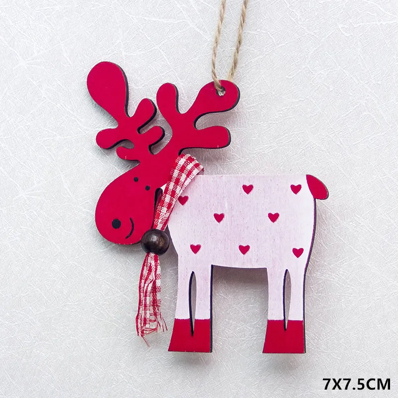 Elk Pink Новогодняя натуральная Деревянная Рождественская елка орнамент деревянная подвеска Рождественский подарок Noel Рождественское украшение для дома Navidad Deco - Цвет: Elk Pink