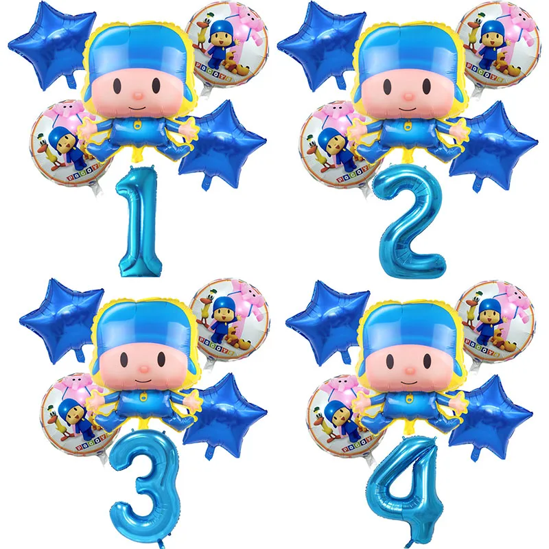 

6 Pcs/set Pocoyo Balloons Foil Balloon Children's Day Supplies Baby Shower Birthday Party Air Balloons Decoration Globos toys