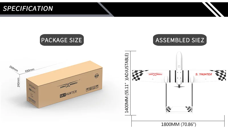 Sonicmodell Skyhunter 1800 мм размах крыльев EPO большой диапазон FPV UAV платформа RC самолет PNP