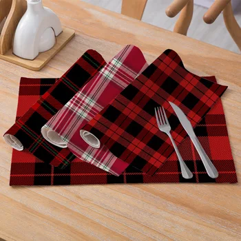

Cotton Fabric Linen Napkins For Kitchen Table Napkins Decorated Placemats Lattice Christmas Decoration Servetten Reusable 2pcs
