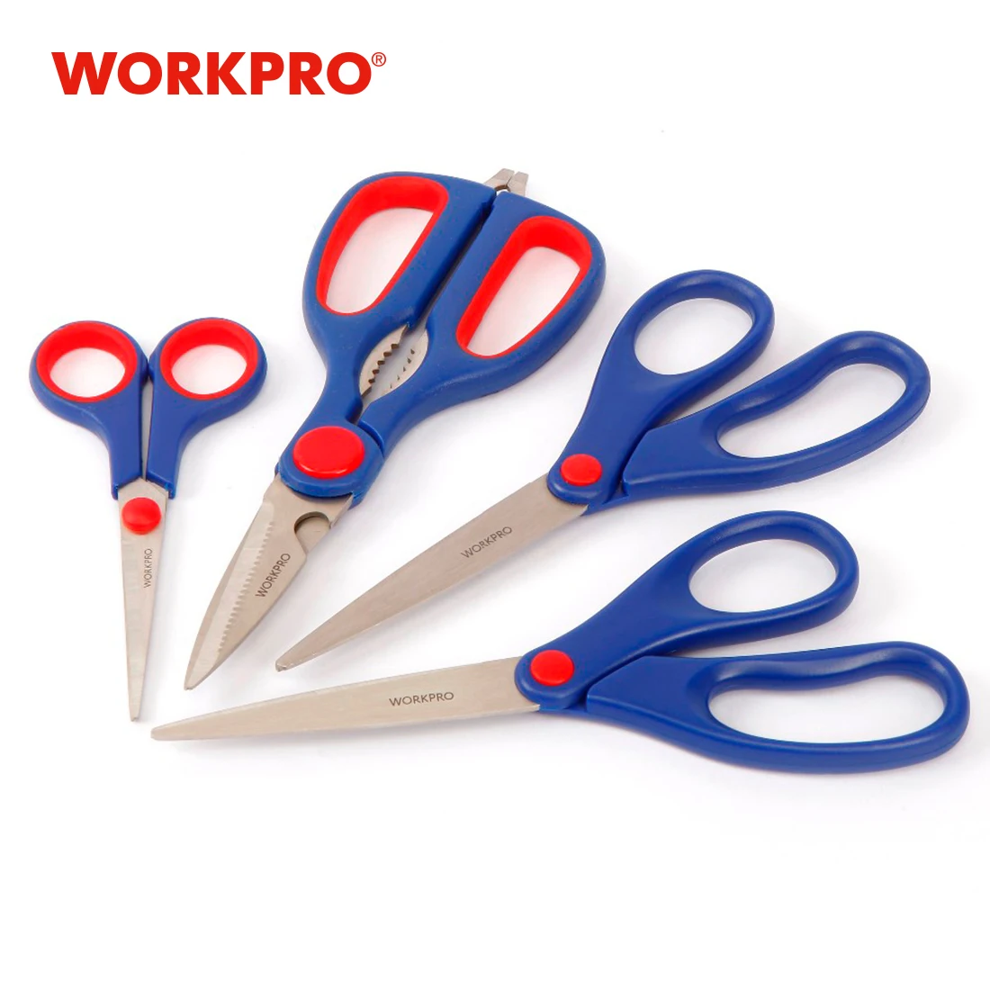 WORKPRO Paper Scissors, 4-piece Home Scissors Set Multipurpose for DIY Craft Paper-cutting