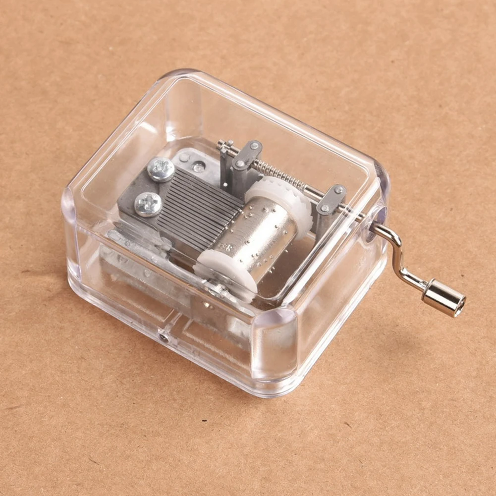 Mini Music Box Hand Cranking Music Movement Transparent DIY for Christmas Gift carousel music box music box