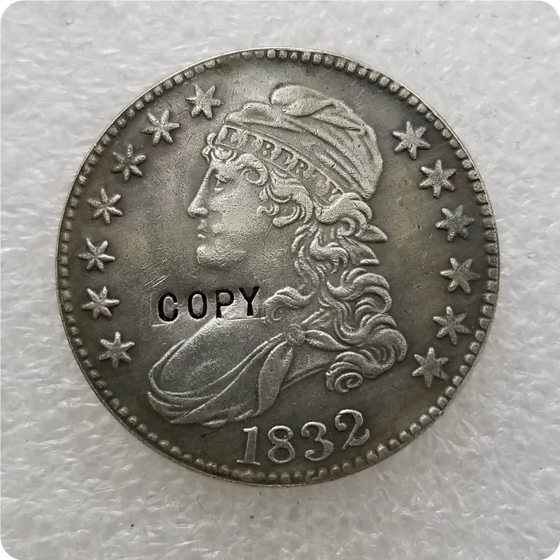 США 1807-1836 покрытый монета пол доллара 50 центов 1/2 копия доллара монеты-копии монет медаль коллекционные монеты значок - Цвет: 1832