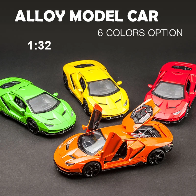 lower price  Hot LP770 1:32 Car Alloy Sports Car Model Diecast Sound Light Super Racing Lifting Tail Car Wheels 