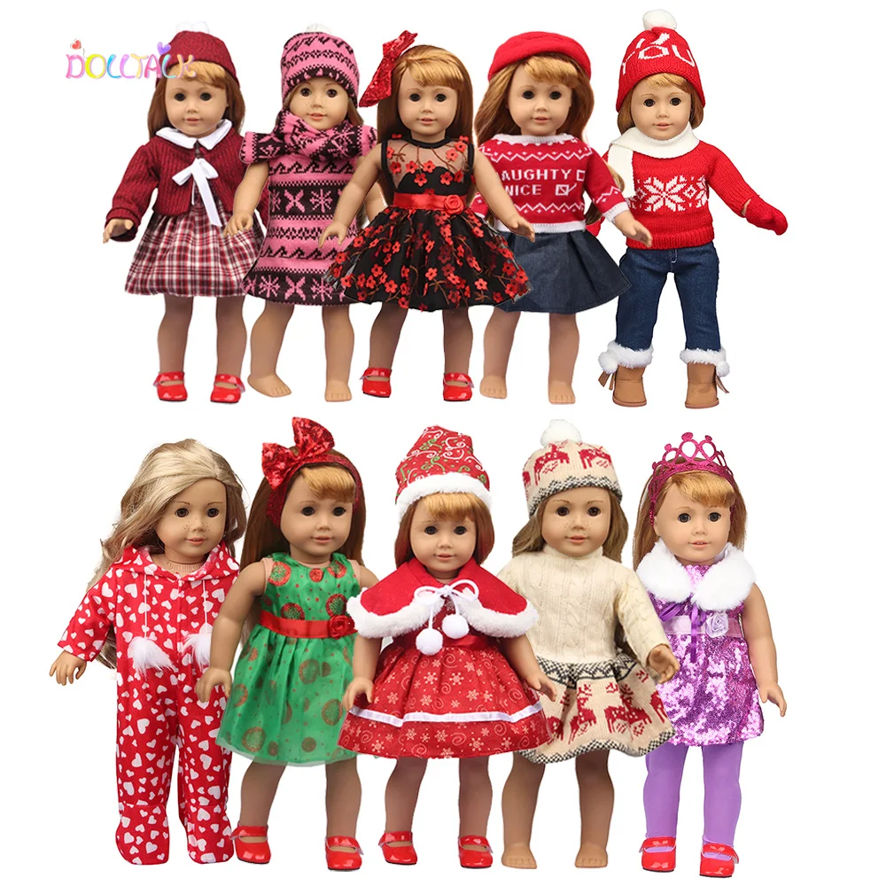 

Toys Accessories Christmas Theme Dress With Hat Matching Fashion Snowflake Pattern Clothes For 43 Cm New Baby Born Dolls
