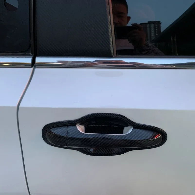 Наклейка на дверную ручку из углеродного волокна для Toyota Highlander 2015 2016 2017