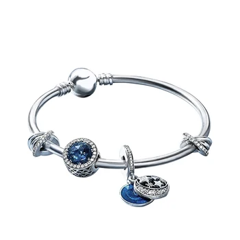 

Authentic 925 Sterling Silver Starry Fairy Tales Europe Bangle Set Fit Original Women Bead Charm Bracelet Gift DIY Jewelry