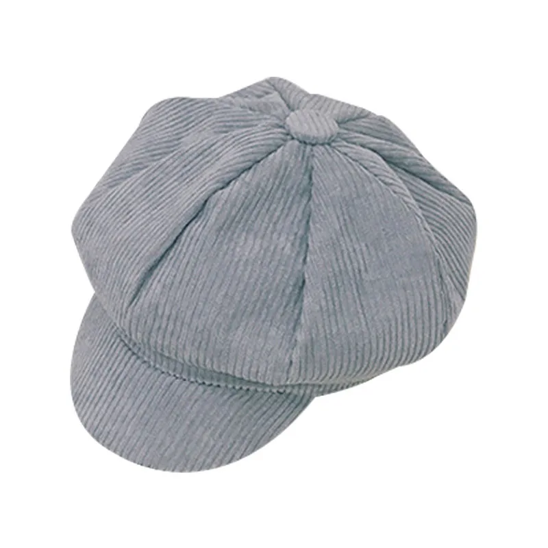 Gray Newsboy/детская шапка; Вельветовая зимняя детская шапка для девочек; винтажные детские шапки; шапка для маленьких мальчиков; Детские аксессуары - Цвет: Gray