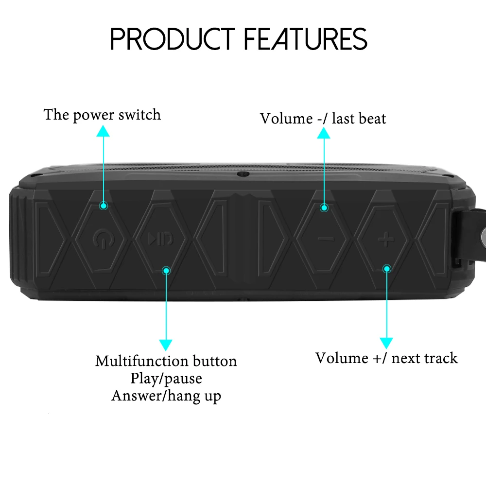 Bluetooth IP66 водонепроницаемый громкоговоритель для смартфона Открытый Портативный беспроводной 3D музыкальный громкоговоритель стерео звуковая система