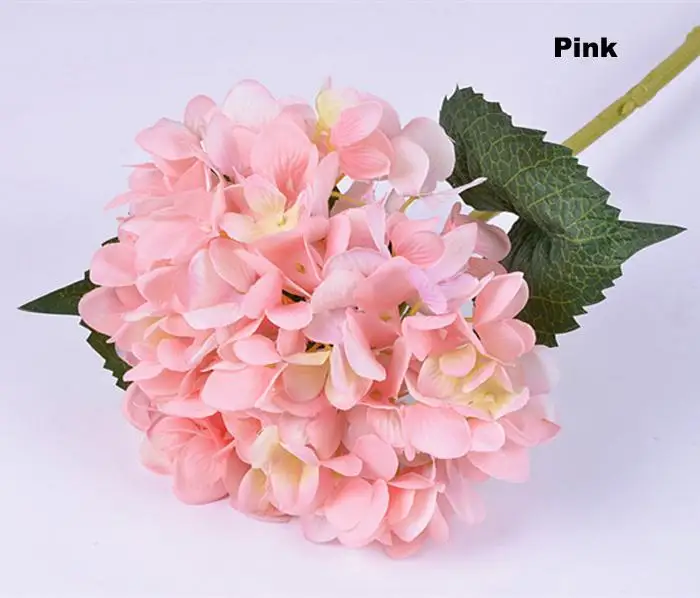 Fast Shipping High Quality Real touch Silk Hydrangea Big Flower 7.5" Silk White Wedding Flower Bouquet for Wedding Centerpieces - Цвет: pink