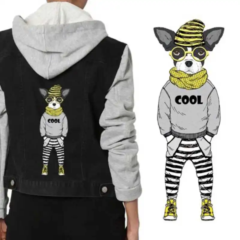 Fashion Cool Dog Patches Heat Transfer Sticker Iron On Applique Clothes Ornament | Дом и сад
