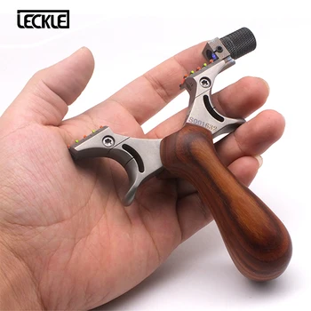 

Powerful Titanium Alloy Slingshot With Flat Rubber Band Outdoor Competition Optical Fiber Aiming Slingshot Shooting Hunting Bow